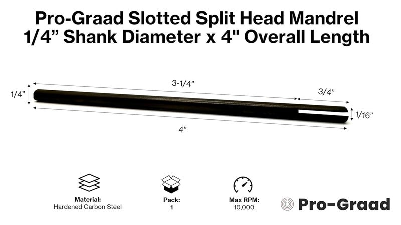 Pro-Grade 4” Slotted Mandrel 1/4” Shank & Body, Split Head Mandrel, Sanding Internal Holes, 1/4” Shank Diameter x 4” Overall Length, Pack of 1 - Image 2